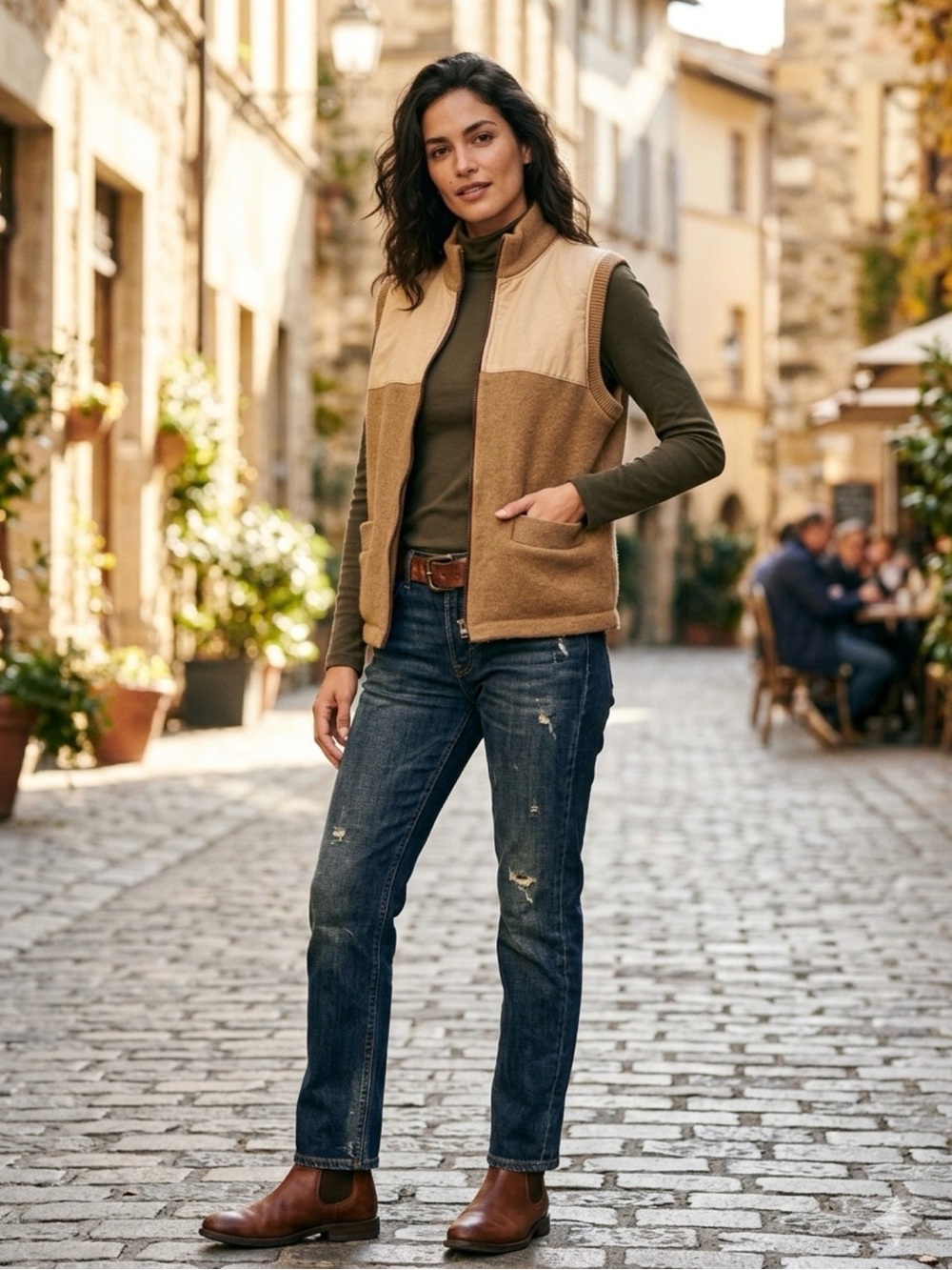 Filson Two-Tone Tan and Brown Fleece Vest